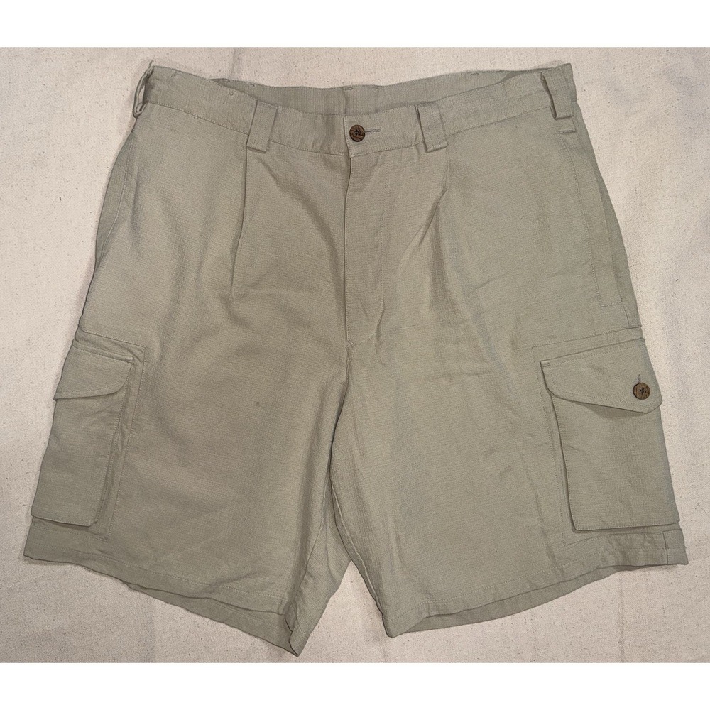 VTG Caribbean Men's Sz 34 100% Silk Chino Old Money Classic Resort 90s Khaki Tan